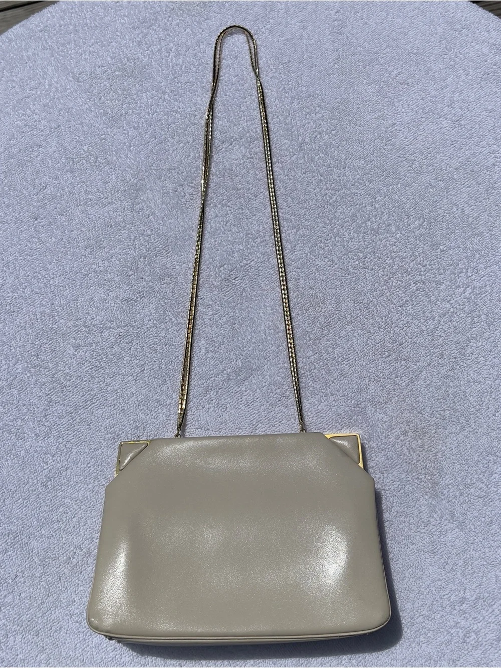 Judith Leiber Vintage Cream Leather Gold-tone Hardware Shoulder Clutch Purse